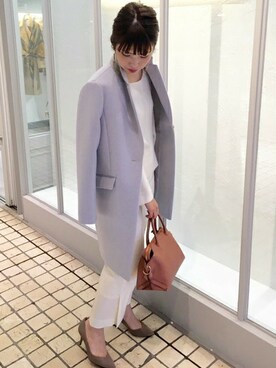 「オールホワイト」｜「アイテム（チェスターコート）」を使った、yuriさん（レディース・156cm）の秋コーディネート