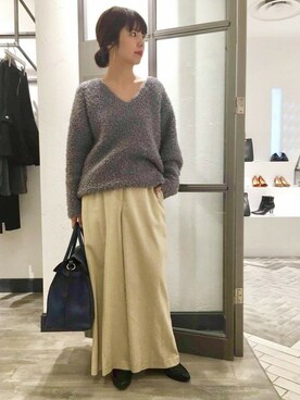 「Vネック」｜yuriさん（レディース・156cm）の冬コーディネート