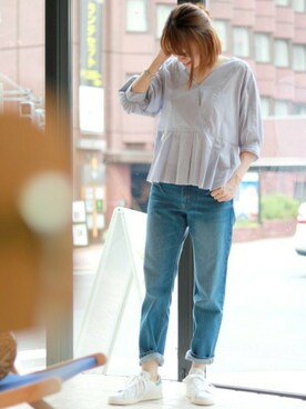 「SLOBE IENA（スローブイエナ）のアイテム（シャツ/ブラウス）」を使った、kumaaaさん（レディース・163cm）の夏コーディネート