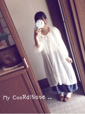 「アイテム名不明（デニムスカート）」を使った、a o *さん（レディース・155cm）の秋コーディネート