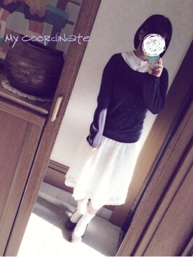 「earth music&ecology（アースミュージックアンドエコロジー）のアイテム名不明（その他トップス）」を使った、a o *さん（レディース・155cm）の秋コーディネート