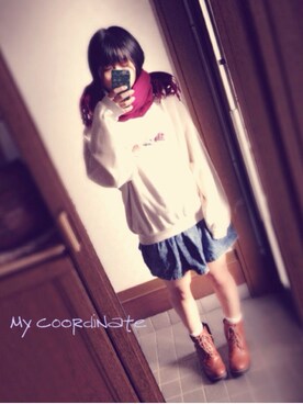 「アイテム名不明（その他トップス）」を使った、a o *さん（レディース・155cm）の冬コーディネート