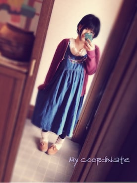 「アイテム名不明（キャミソール）」を使った、a o *さん（レディース・155cm）の冬コーディネート