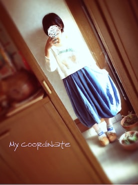 「アイテム名不明（スカート）」を使った、a o *さん（レディース・155cm）の冬コーディネート