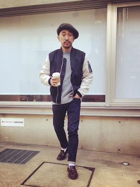 「アイテム（ミリタリージャケット）」を使った、nmfn1313さん（メンズ・172cm・40代）の冬コーディネート