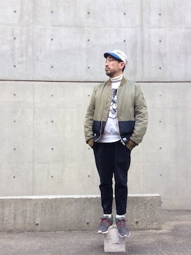 「アイテム（ミリタリージャケット）」を使った、nmfn1313さん（メンズ・172cm・40代）の冬コーディネート