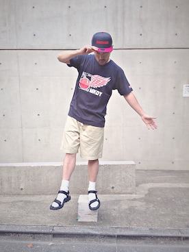 「MACKDADDY（マックダディー）のアイテム（その他パンツ）」を使った、nmfn1313さん（メンズ・172cm）の夏コーディネート