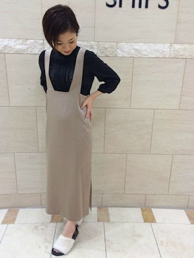 「アイテム（ワンピース/ドレス、グリーン系）」を使った、西澤さん（レディース・159cm）の夏コーディネート