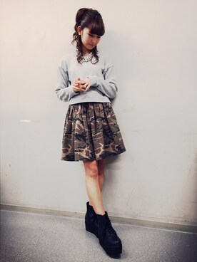 「3rd by VANQUISH（サードバイヴァンキッシュ）のアイテム（スウェット）」を使った、橘ゆりかさん（レディース・160cm）の秋コーディネート