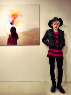 「Martin Margiela」｜「アイテム（ライダースジャケット）」を使った、shogoさん（メンズ・160cm）の冬コーディネート