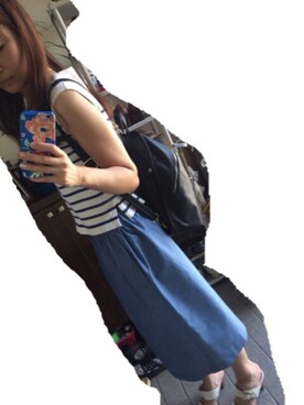 「STRAWBERRY-FIELDS（ストロベリーフィールズ）のアイテム（タンクトップ）」を使った、な あさん（レディース・162cm）の夏コーディネート