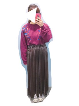 「RETRO GIRL（レトロガール）のアイテム（その他パンツ、ブラウン系）」を使った、りっぴさん（レディース・155cm）の秋コーディネート
