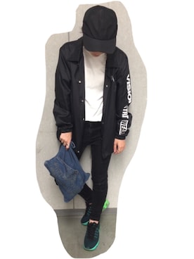 「スケボー」｜「アイテム（ブルゾン）」を使った、ゆーかさん（レディース・155cm）の秋コーディネート