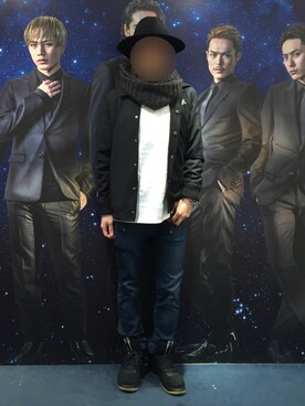 「GLOBAL WORK（グローバルワーク）のフェルトロングブリムハット/705078（ハット）」を使った、get richさん（メンズ・170cm）の冬コーディネート