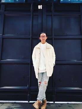 「5（ファイブ）のアイテム（ジャケット/アウター）」を使った、蔡阿翰さん（メンズ・175cm）の春コーディネート