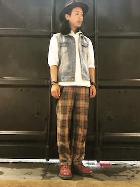 「5（ファイブ）のアイテム（ジャケット/アウター）」を使った、蔡阿翰さん（メンズ・175cm）の夏コーディネート