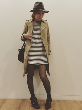 「ユナイテッドアローズ」｜「アイテム（トレンチコート）」を使った、sakoda.yさん（レディース・164cm）の冬コーディネート