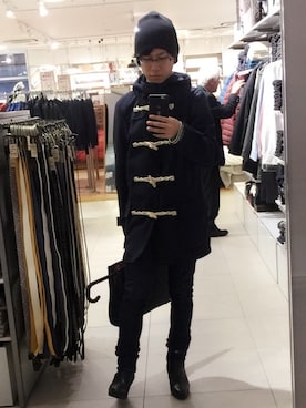 「ニットキャップ」｜「アイテム（ダッフルコート）」を使った、Ryotaさん（メンズ・166cm）の秋コーディネート