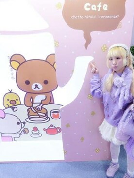 「アイテム（チャーム、パープル系）」を使った、cindyさん（レディース・148cm）の春コーディネート
