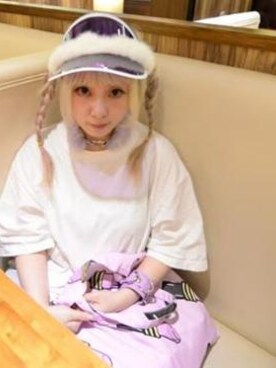 「アイテム（ネックウォーマー/スヌード、パープル系）」を使った、cindyさん（レディース・148cm）の春コーディネート