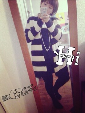 「Ezy Pzy（イージーピージー）のブルーフォレ　BLEUFORET 3111 ウール/コットンタイツ（タイツ/ストッキング、グレー系）」を使った、memeさん（レディース・157cm）の冬コーディネート