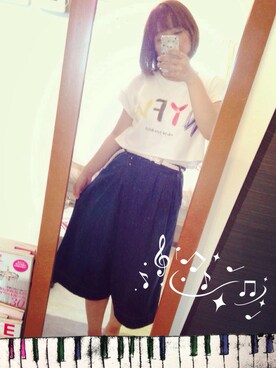 「JOURNAL STANDARD（ジャーナルスタンダード）のワイドデニムパンツ（デニムパンツ、ブルー系）」を使った、memeさん（レディース・157cm）の夏コーディネート