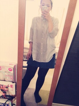 「ZARA（ザラ）のアイテム（デニムパンツ、ブルー系）」を使った、memeさん（レディース・157cm）の秋コーディネート