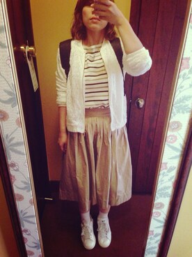 「JOURNAL STANDARD（ジャーナルスタンダード）のアイテム（スカート、ベージュ系）」を使った、memeさん（レディース・157cm）の秋コーディネート
