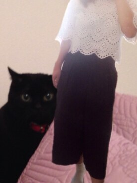 「ZARA（ザラ）のアイテム（その他パンツ、ブルー系）」を使った、memeさん（レディース・157cm）の冬コーディネート