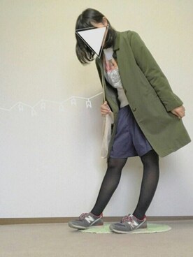 「AS KNOW AS PINKY（アズノゥアズピンキー）のアイテム（ステンカラーコート）」を使った、muu*°さん（レディース・162cm）の秋コーディネート