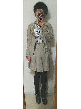 「HYSTERIC GLAMOUR（ヒステリックグラマー）のアイテム（ノーカラージャケット）」を使った、pikapomさん（レディース・160cm）の冬コーディネート