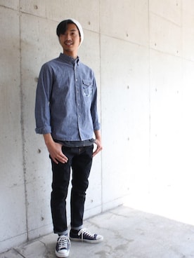 「コンバンース」｜「アイテム（帽子）」を使った、MIDTIDEkamakuraさん（メンズ・180cm）の冬コーディネート