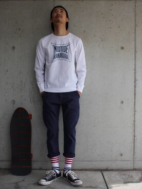 「コンバンース」｜「アイテム（帽子）」を使った、MIDTIDEkamakuraさん（メンズ・180cm）の冬コーディネート