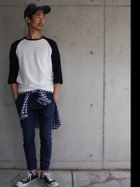 「ギンガムチェックシャツ」｜MIDTIDEkamakuraさん（メンズ・180cm）の冬コーディネート