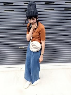 「PLAIN CLOTHING（プレーンクロージング）のアイテム（ニットキャップ/ビーニー）」を使った、CHiiiさん（レディース・163cm）の秋コーディネート