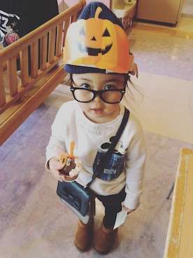 「BeBe（ベベ）のアイテム（バッグ）」を使った、otopanさん（キッズ・100cm）の秋コーディネート