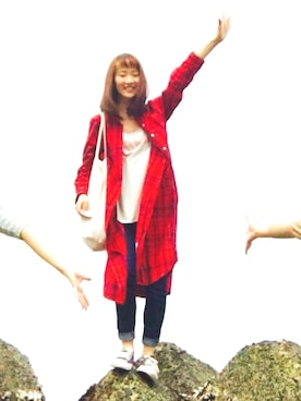 「海」｜「アイテム（シャツワンピース）」を使った、みみたさん（レディース・156cm）の春コーディネート