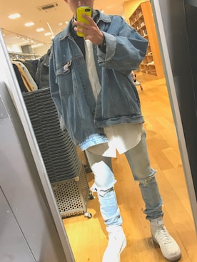 「used mix」｜「アイテム（ライダースジャケット）」を使った、KEN3さん（メンズ・172cm）の冬コーディネート