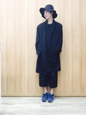 「COMME des GARCONS HOMME（コム デ ギャルソン・オム）のアイテム（トレンチコート）」を使った、hajimeさん（メンズ・177cm）の秋コーディネート
