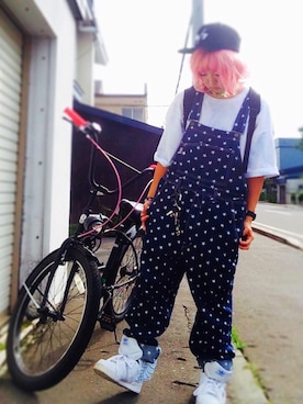 「ALDIES（アールディーズ）のアイテム（サロペット/オーバーオール）」を使った、mさん（レディース・159cm）の夏コーディネート