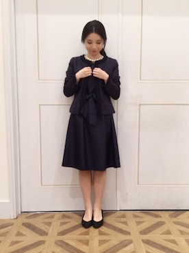 「お宮参り」｜「アイテム（ノーカラージャケット）」を使った、saイエベ春  骨格ウェーブさん（レディース・153cm）の秋コーディネート