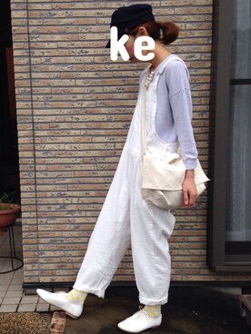 「ワークキャップ」｜「アイテム（その他シューズ）」を使った、kakeriko418さん（レディース・162cm）の夏コーディネート