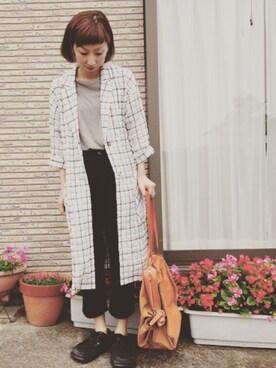 「アイテム（トートバッグ、オレンジ系）」を使った、kakeriko418さん（レディース・162cm）の夏コーディネート