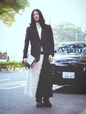 「Yohji Yamamoto（ヨウジヤマモト）のアイテム（その他）」を使った、樫山瑠稀さん（メンズ・180cm）の秋コーディネート