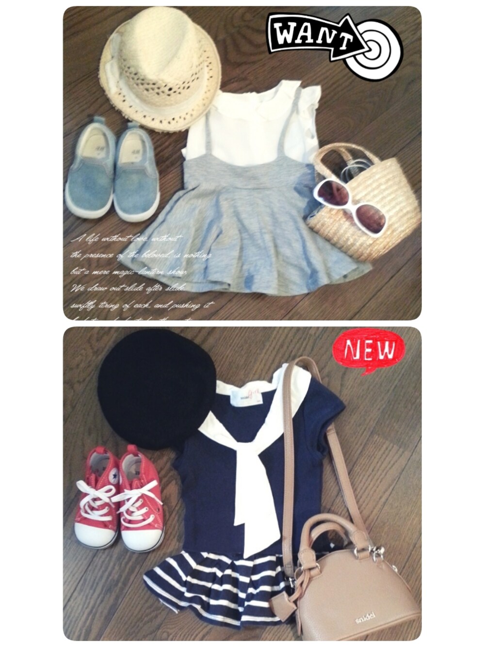 「コンバース、H&M、kids、snidel、お出かけコーデ、2歳、babygap、ボーダースカート、snidelgirl、いっちょ前」｜「snidel girlのショルダーバッグ（ショルダーバッグ、ベージュ系）」を使った、SHIORI HIRAI◡̈さん（キッズ・90cm）の秋コーディネートの1枚目の写真