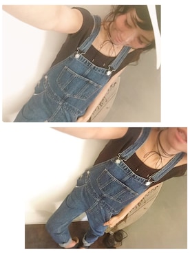 「美容師」｜「アイテム（つなぎ/オールインワン）」を使った、SHIORI HIRAI◡̈さん（レディース・153cm）の秋コーディネート