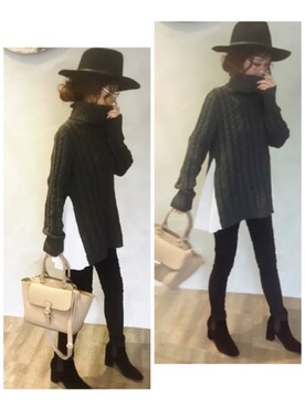 「PLAIN CLOTHING（プレーンクロージング）のアイテム（ブーツ）」を使った、SHIORI HIRAI◡̈さん（レディース・153cm）の冬コーディネート