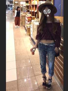 「GLOBAL WORK（グローバルワーク）のフェルトナカオレＨＡＴ/565115（ハット）」を使った、Ayuna。さん（レディース・152cm）の秋コーディネート