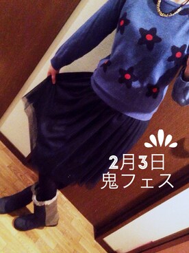 「節分」｜「アイテム（ブーツ）」を使った、yukkeyさん（レディース・168cm）の冬コーディネート
