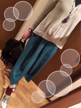 「アイテム（アクセサリー、パープル系）」を使った、yukkeyさん（レディース・168cm）の秋コーディネート